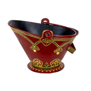 Red Floral Metal Bucket