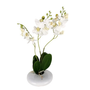 Faux White Orchid In Pot