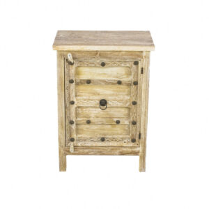 Wooden 2 Shelf Tavi Carved Pedestal