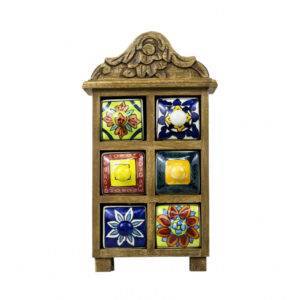 Colorful Ceramic and Wood Spice Drawer Box