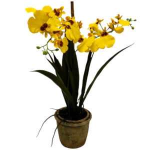 Faux Yellow Orchid In Pot
