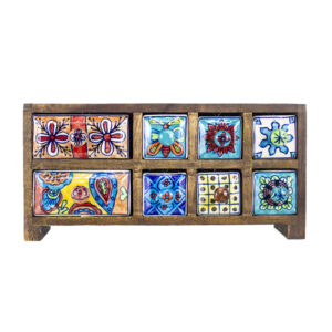 Colorful Ceramic and Wood Spice Drawer Box