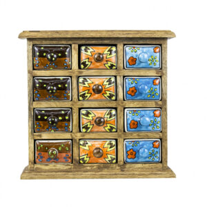 Colorful Ceramic and Wood Spice Drawer Box