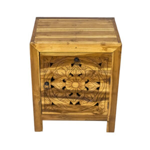 Wooden Single Door Mandala Side Table