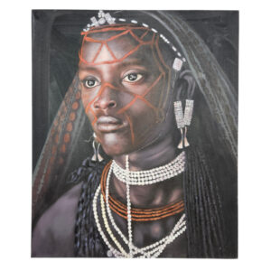 African Beaded Beauty Oil Painting