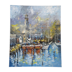 Boats In Canal Acrylic Painting