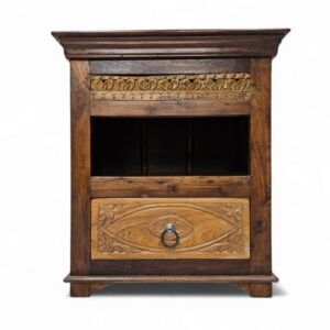 Carved Wooden Bedside Pedestal