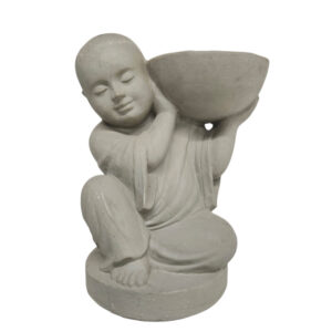 Cement Cast Monk With Bowl
