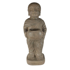Cement Monk With Bowl Statue