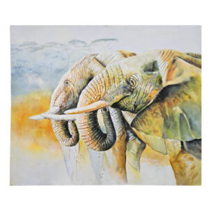 Elephants At The Water Oil Painting