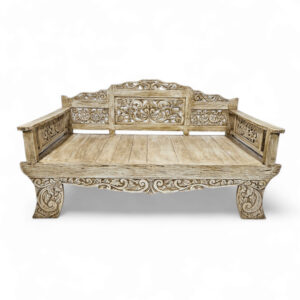 Carved Wooden Flora Daybed Bench