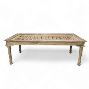 Teak Carved Geometric Dining Table