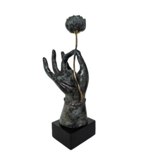 Metal Decorative Hand Holding Lotus