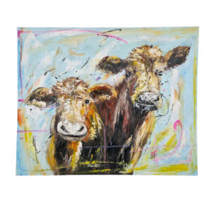 Mom And Calf Acrylic Painting