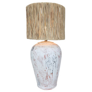 Pottery Lamp With Grass Shade