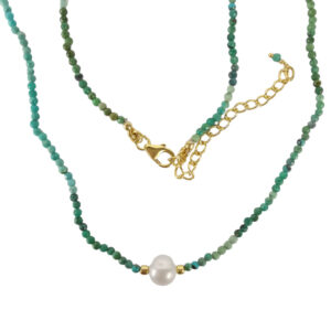 Women's Sterling Silver Turquoise Pearl Necklace