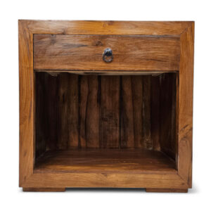 Teak Block Bedside Pedestal