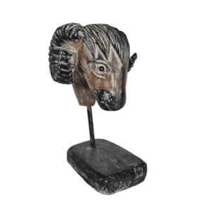 Wooden Decorative Sheep Bust On Stand